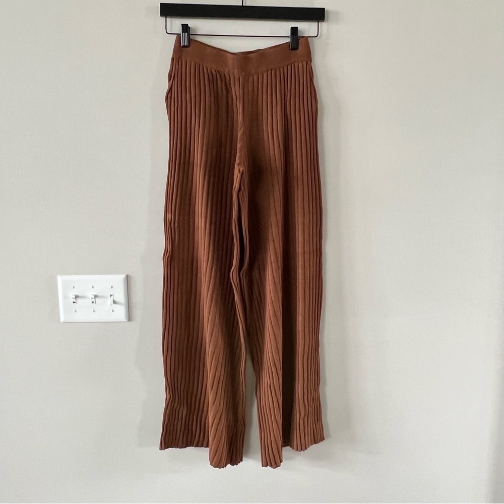 Like new! Princess Polly ALLEN Wide Leg Ribbed Pants - BROWN - Picture 7 of 11